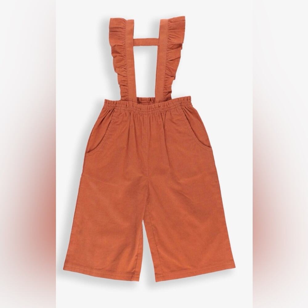 Rufflebutts Ruffle Strap Wide Leg Pants New NWT Burnt Sienna Corduroy